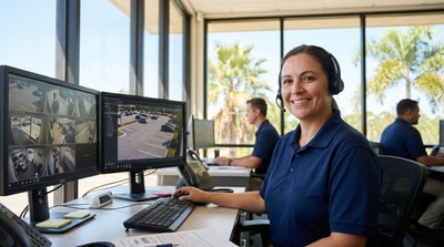 Dehart UL Listed monitoring operator reviewing live camera feeds