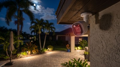 Security camera with infrared night vision at a Florida home