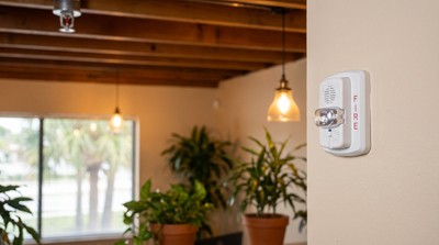 Commercial fire alarm panel and sprinkler system