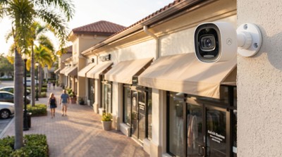 Florida business plaza with multiple small-business storefronts